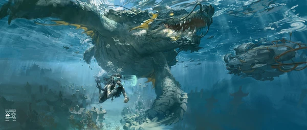 Recovered digital artwork depicting a sea or ocean scene