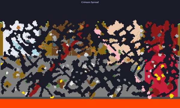 Animated gif showing Crimson biome spreading across tiles