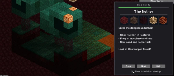 Animated gif showing dimension switching between Overworld, Nether, and End
