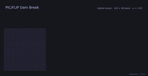 Animated gif of PIC/FLIP dam break simulation