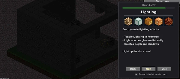 Animated gif showing dynamic lighting changes in voxel sandbox