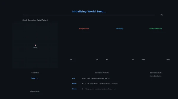 Animated gif showing seed parsing and world initialization