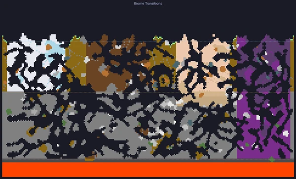 Terraria biome transition detail showing edge zones between biomes